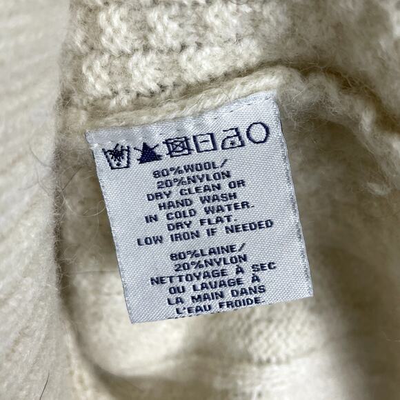 Schott Bros. Hand Crafted Wool Blend Cable Knit Sweater Fisherman Cream Mens XL - Picture 8 of 8